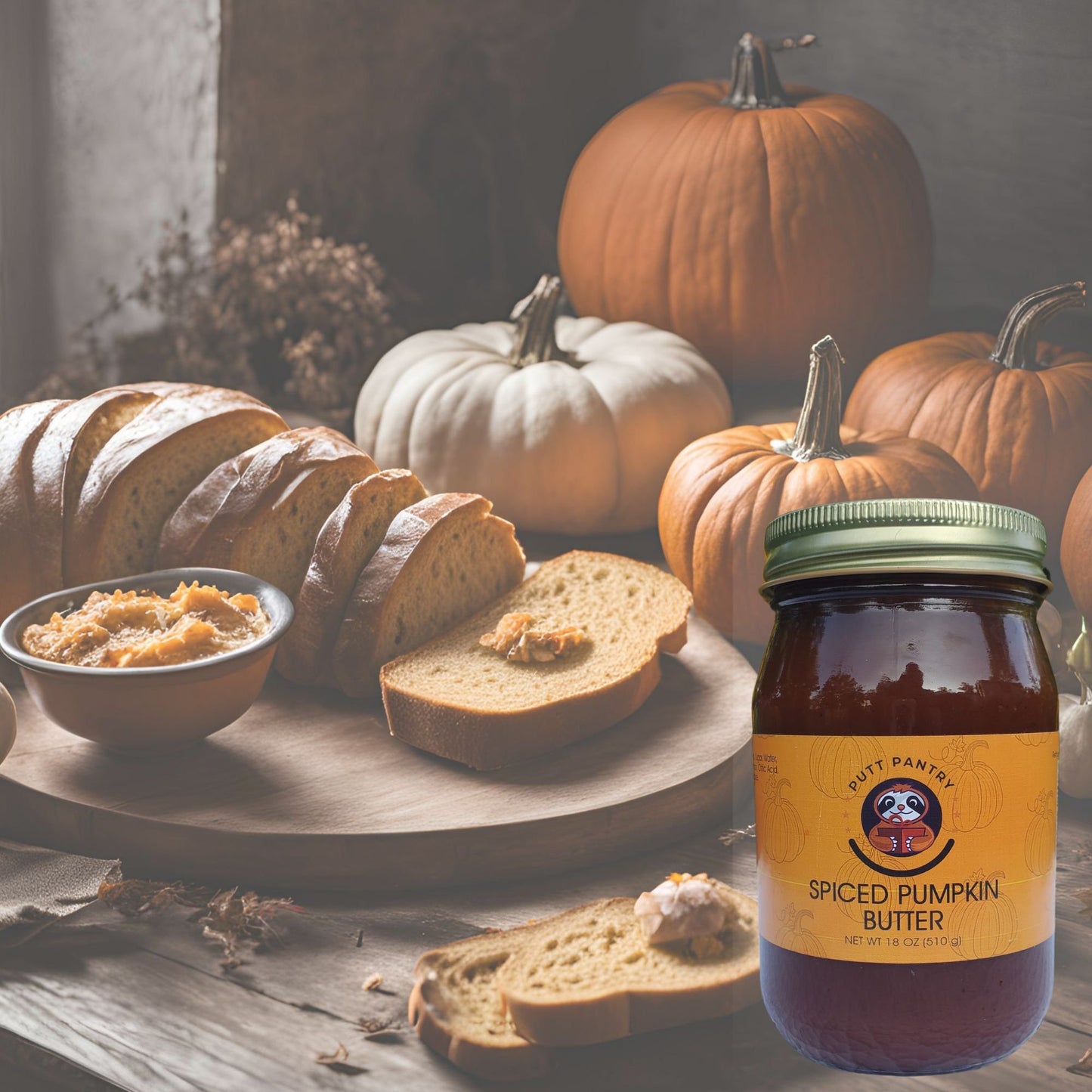 Putt Pantry Artisian Spiced Pumpkin Butter, 18 oz Jar, Made in the USA