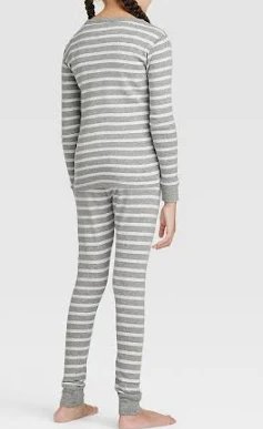 Gray and White Stripe 2 pc Pajama Set Size 8