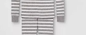 Gray and White Stripe 2 pc Pajama Set Size 8