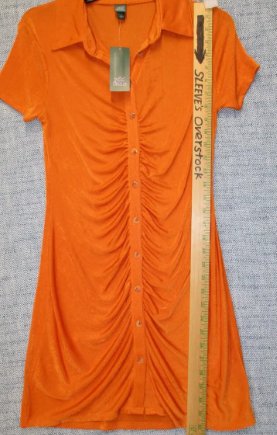 Wild Fable Orange Collared Short Sleeve Button-up Dress, Size S