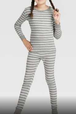 Gray and White Stripe 2 pc Pajama Set Size 8