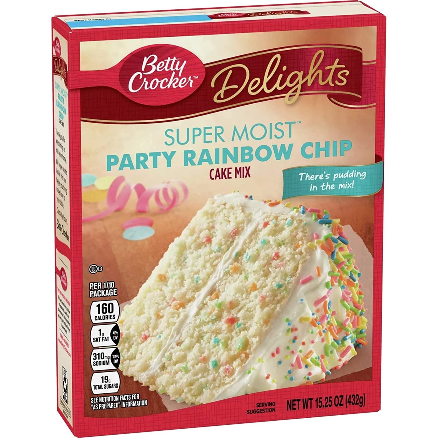 Betty Crocker Super Moist Party Rainbow Chip Cake Mix and Betty Crocker Rainbow Chip Frosting Bundle - 2 of Each - 4 Items "There's Pudding in the Mix"