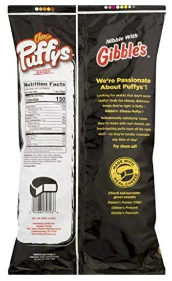 Gibble's Cheese Puffs Snacks, Baked Combo, 2 White Cheddar and 2 Yellow Cheddar, 8 oz Bags - QTY 4