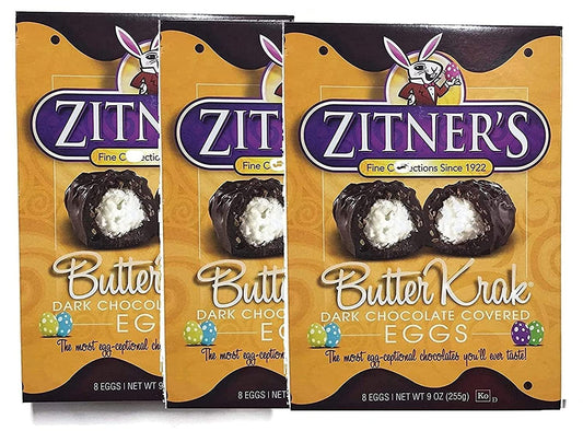 Zitners Butter Krak Dark Chocolate Covered Easter Eggs, 3 PACK, 24 Eggs Total