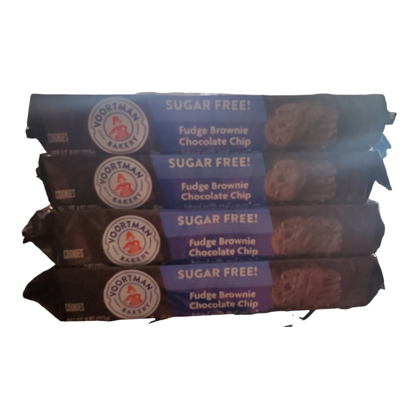 Voortman Bakery Sugar Free Fudge Brownie Chocolate Chip Cookies, Pack of 4, Contains Real Cocoa