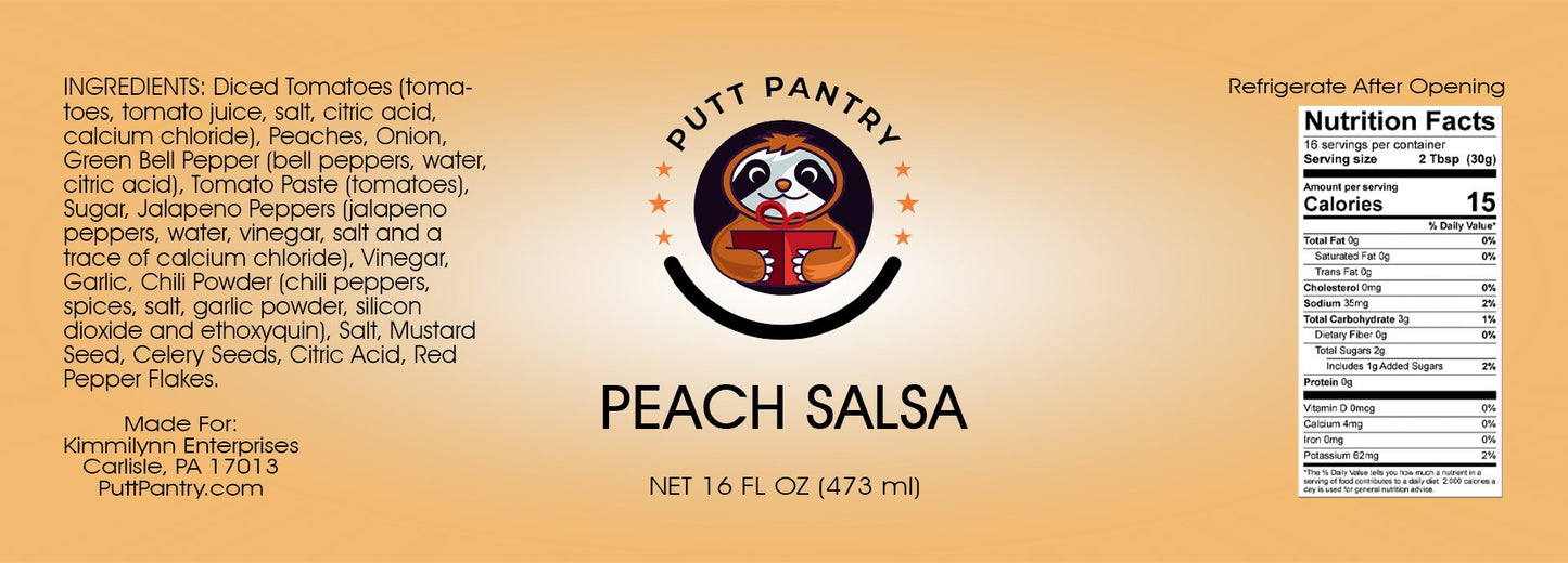 Putt Pantry Salsa Variety 3 Pack Bundle - Includes Ghost Pepper Salsa, Black Bean and Corn Salsa and Peach Salsa, 16 oz jar of each flavor