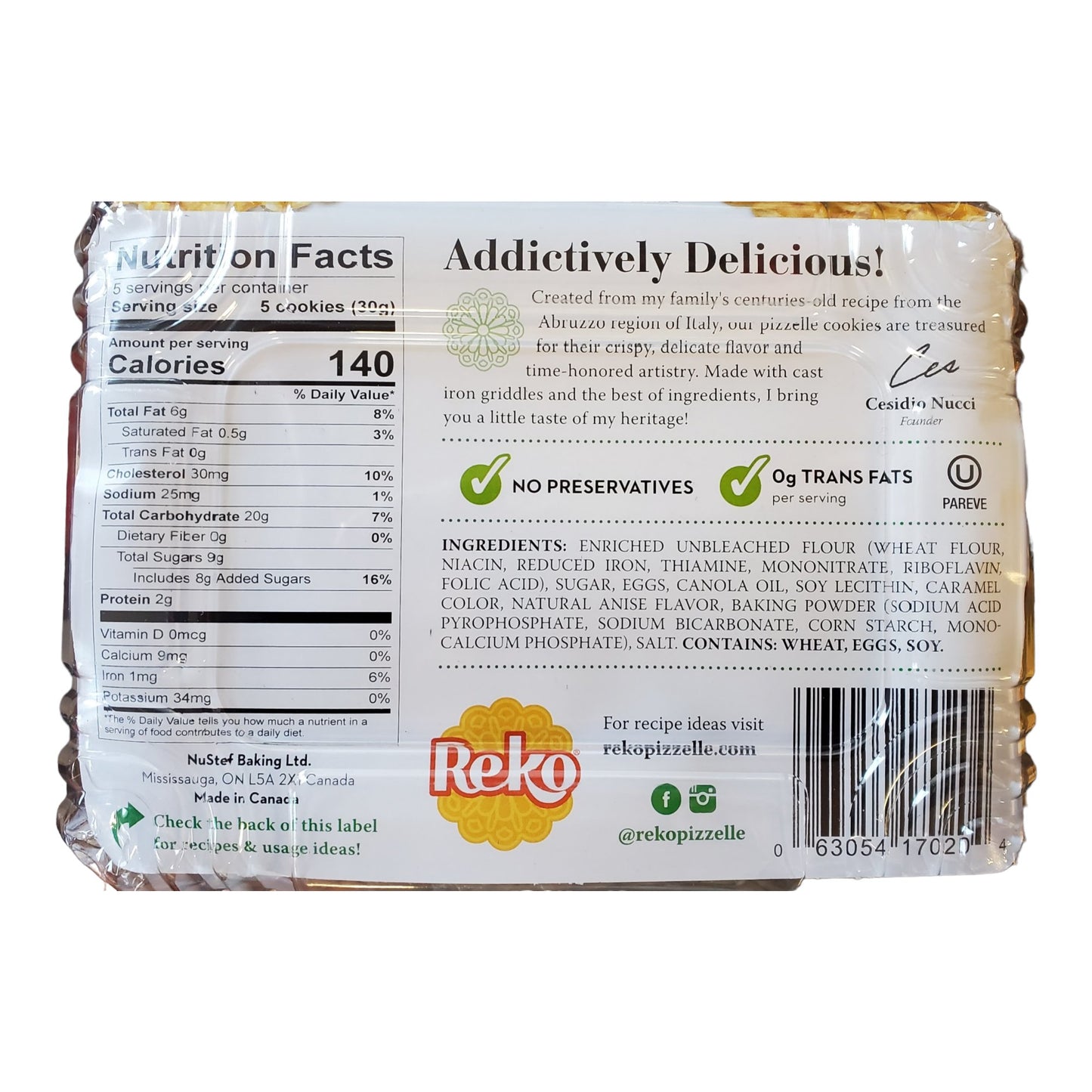Reko Pizzelle Authentic Italian Style Waffle Cookies Anise and Vanilla, 2 pack. 1 5.25 oz pack of Anise cookies, 1 5.25 oz pack of Vanilla cookies