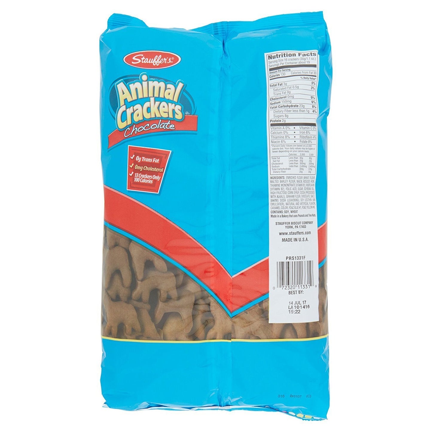 Stauffer's, Animal Crackers, Chocolate, 20oz Bag (Pack of 4)