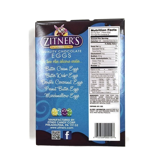 Zitners Cocoanut Cream Dark Chocolate Covered Eggs - 2 pack 8 eggs per pack, 16 eggs total