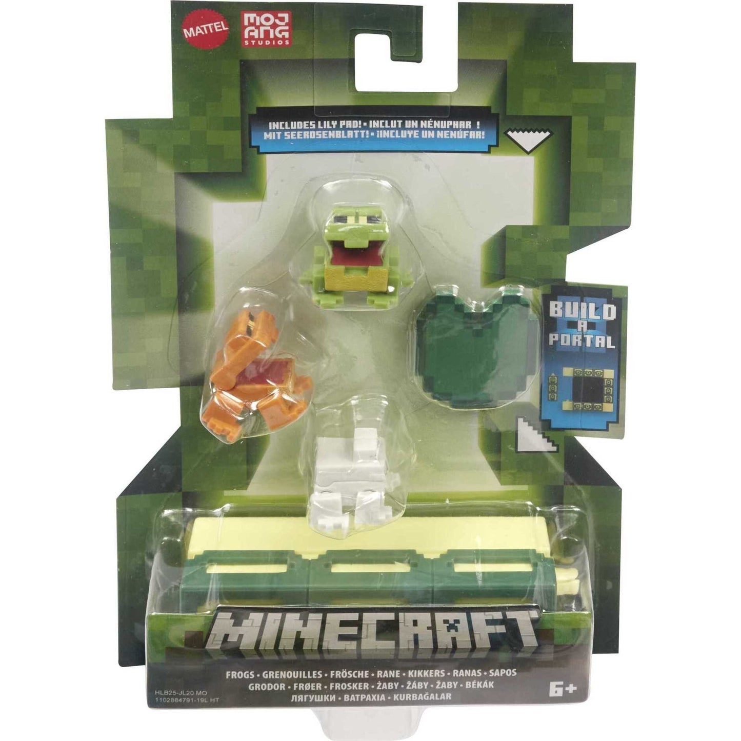 Minecraft Frogs Action Figures & Accessory with Portal Piece, 3.25-in Scale Toy Set