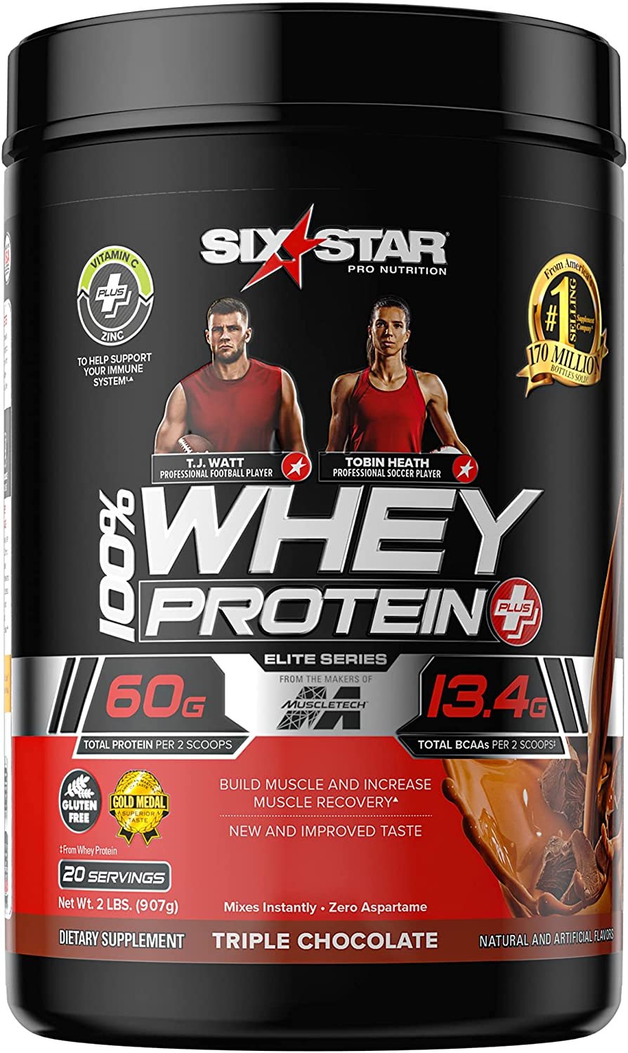 Six Star Whey Protein Powder Protein Plus, Triple Chocolate, Dietary Supplement, 2 lbs