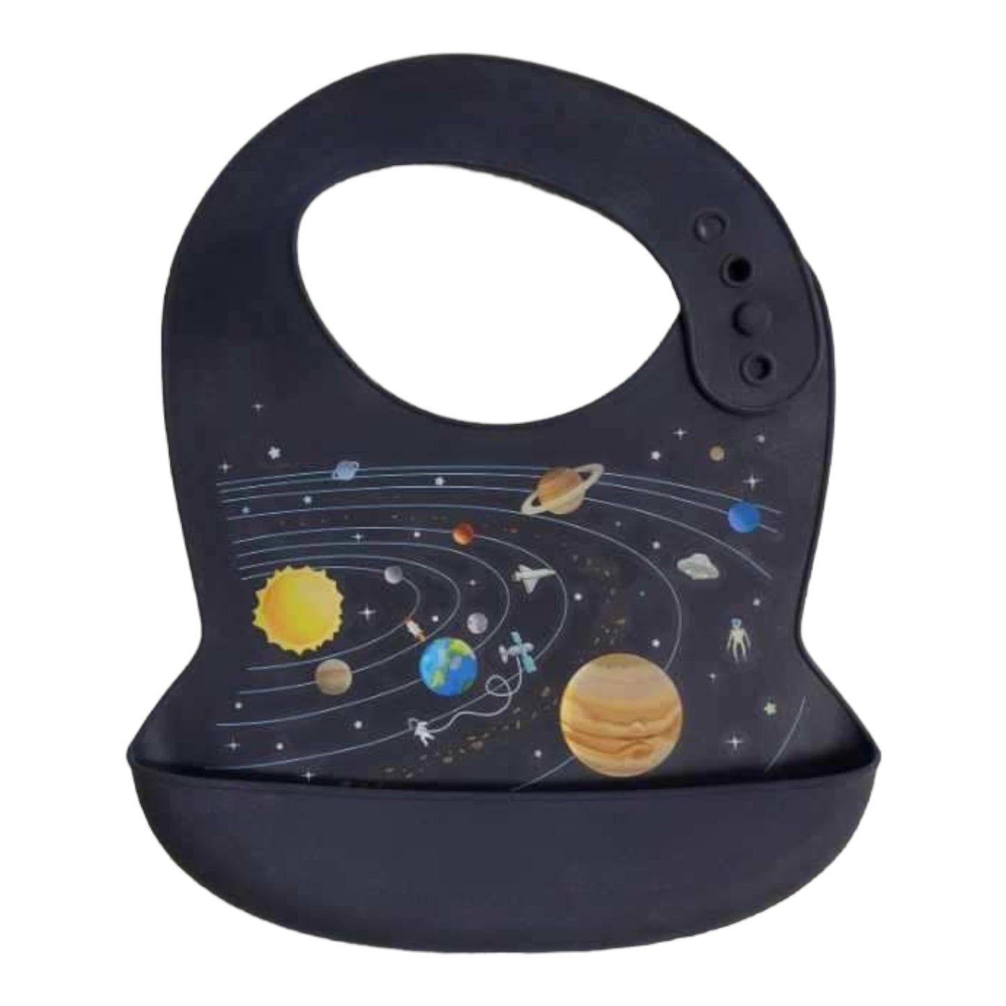 Waterproof Silicone Bibs 4 Pack. 4 Silicone Bibs with food catchers, Ocean World, Jurassic, Wild Animal, Space.