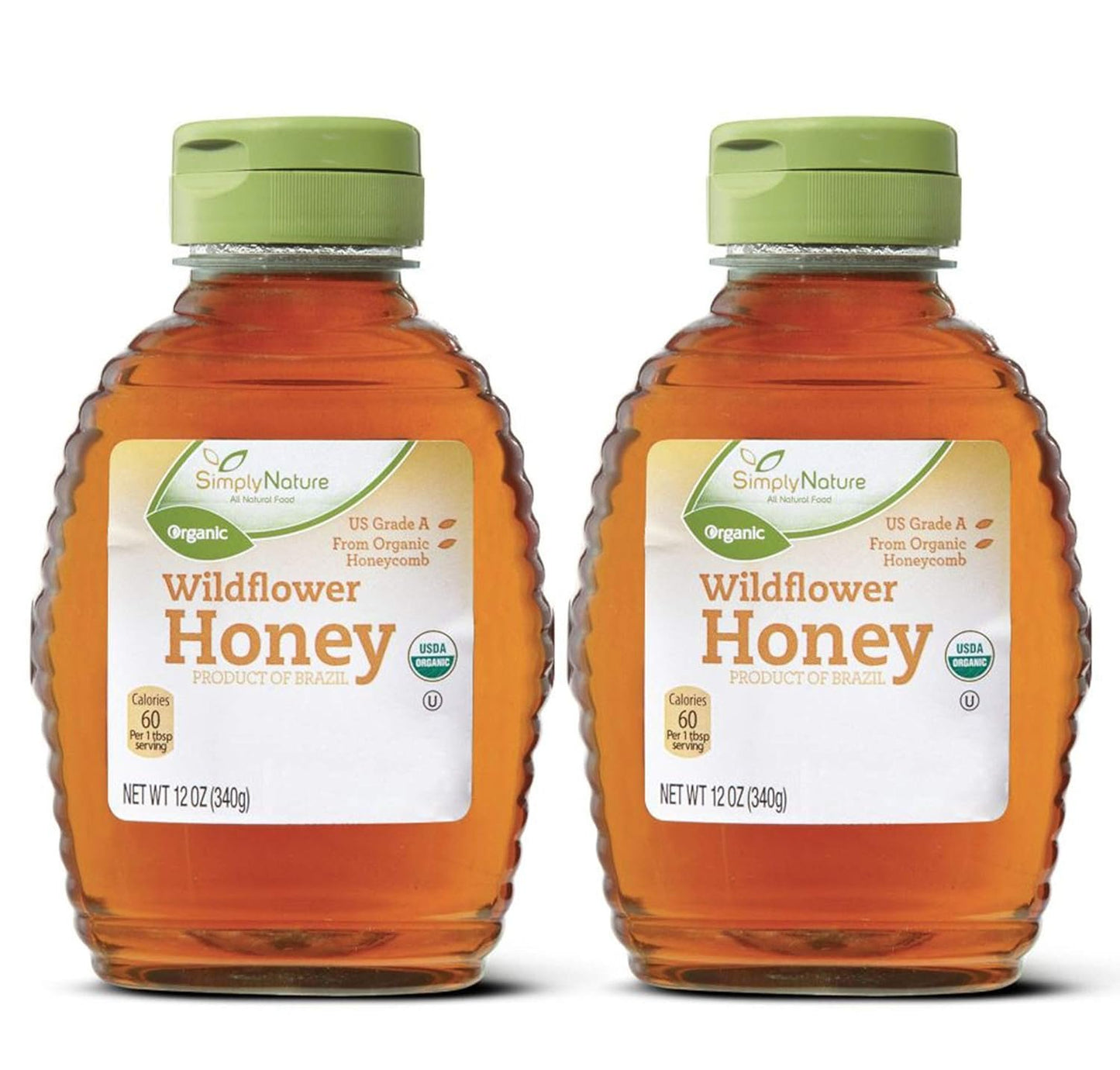SIMPLY NATURE 2 Pack Wildflower Honey Organic Certified Grade A (2) 12 oz bottles