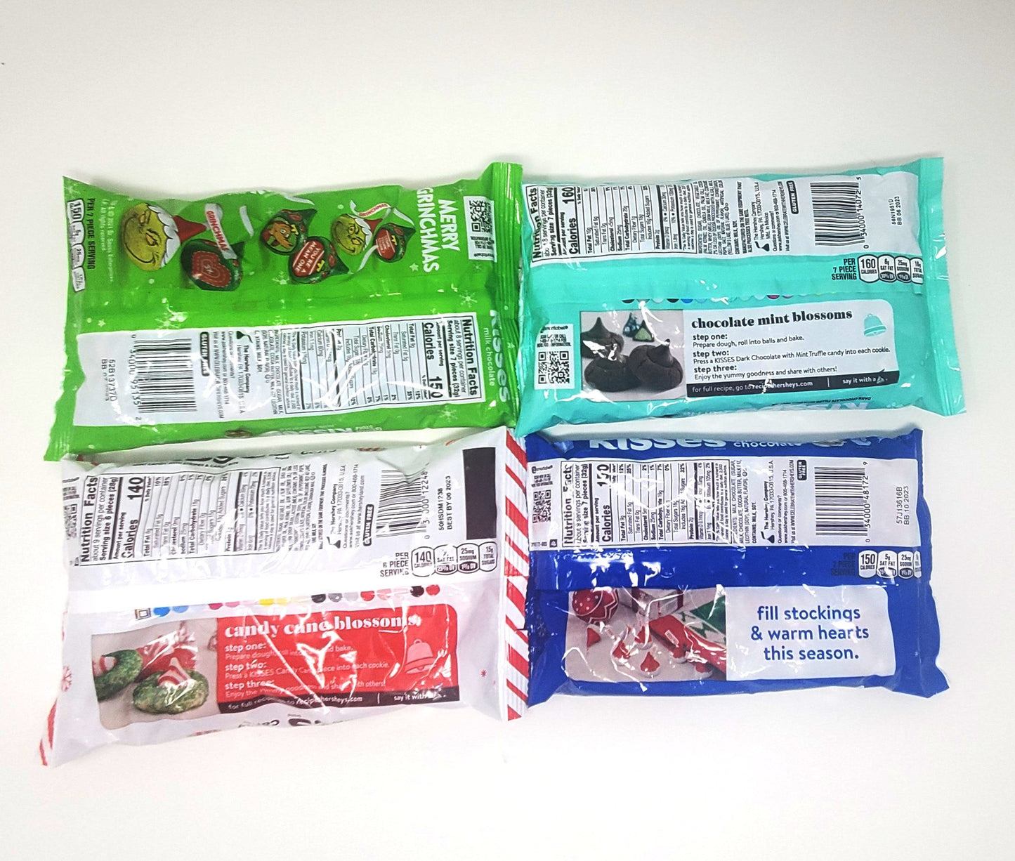 Yuletide Kisses Bundle - includes Grinch Kisses, Candy Cane Kisses, Santa Hat Kisses, and Mint Truffle Kisses, Special Holiday Flavors