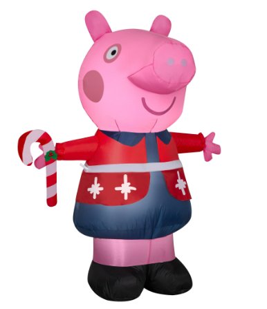 Airblown Inflatables Christmas Holiday Peppa Pig in Red Sweater Hasbro, 4.5 ft tall, Lights Up