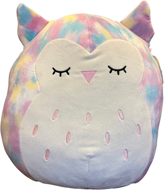 Squishmallows 14-Inch Rainbow Tie-Dyed Owl Plush - Add Lesedi to Your Squad, Ultrasoft Stuffed Animal Medium-Sized Plush Toy, Official Kellytoy Plush