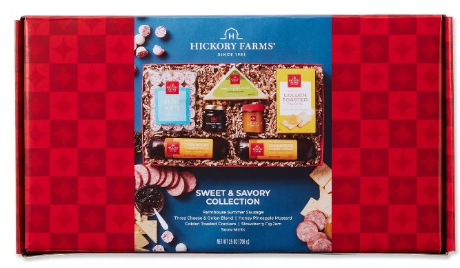 Hickory Farms Sweet & Savory Collection - 25 oz - Includes Summer Sausage, Mints, Onion Cheese Blend & More