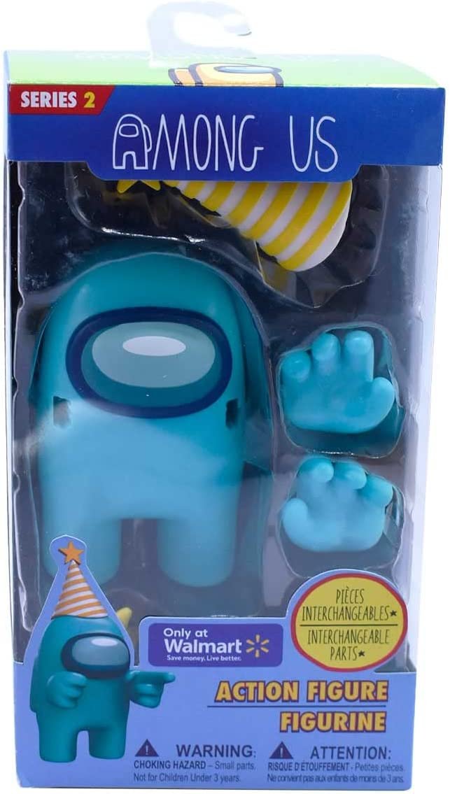 Just Toys LLC Among Us Action Figures Series 2 (Aquamarine w/ Party Hat)