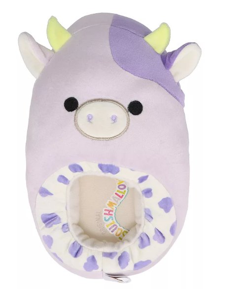 Squishmallows Bubba the Cow Purple Slippers, Kids Size 13/1