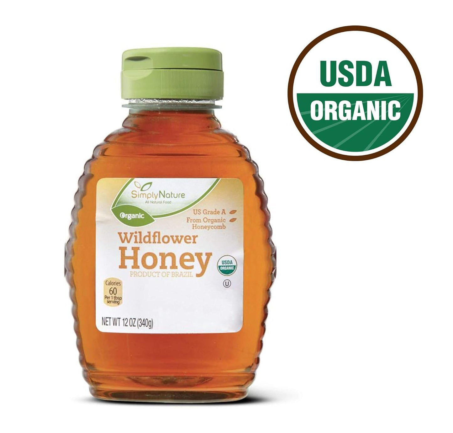 SIMPLY NATURE 2 Pack Wildflower Honey Organic Certified Grade A (2) 12 oz bottles