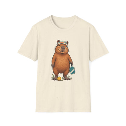 Pickleball T-Shirt | Capybara Paddle and Ball Art