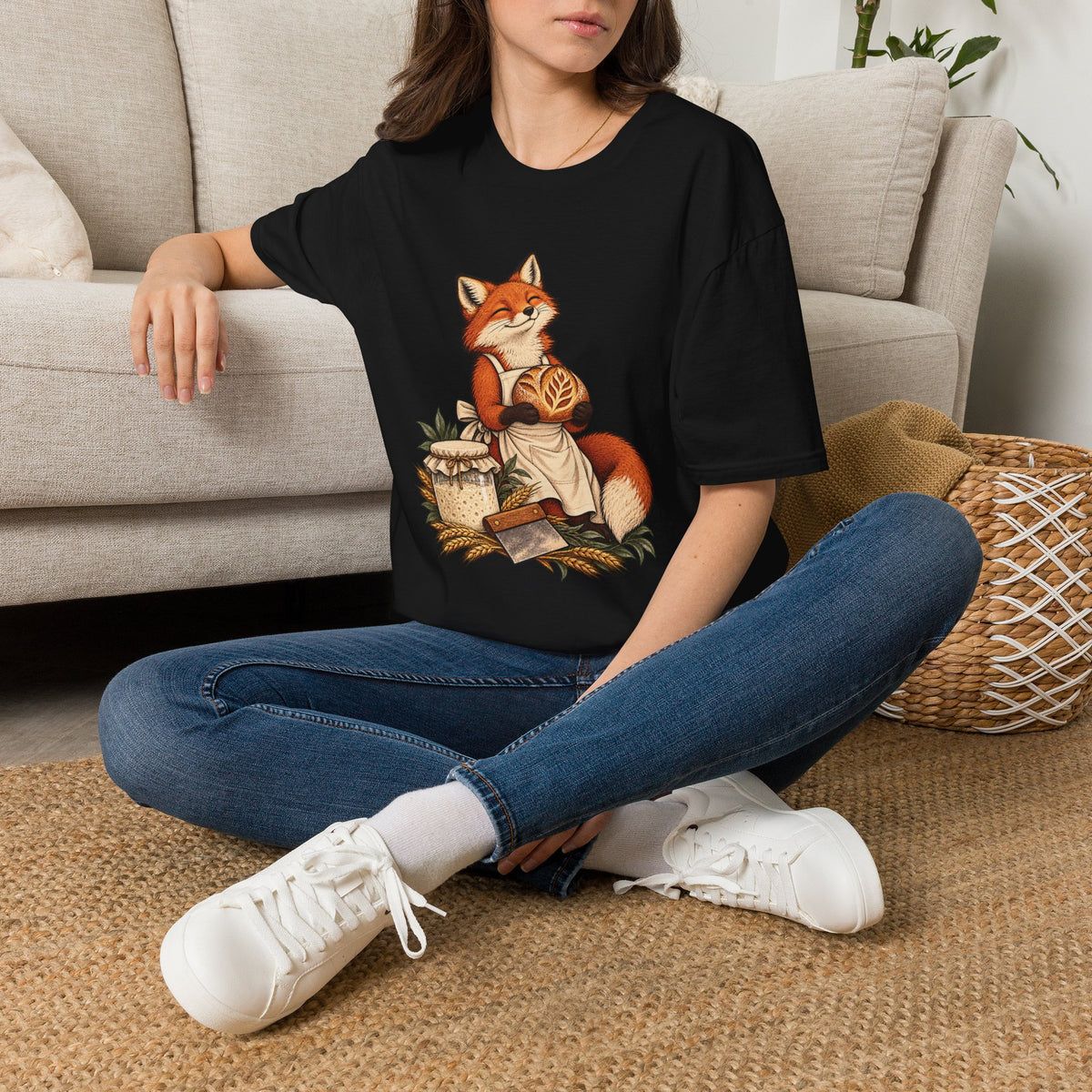 Sourdough Baker T-Shirt | Fox and Fresh Bread Art