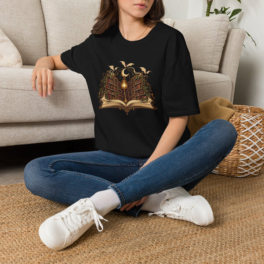 Gothic Book Lover T-Shirt | Lantern Library Illustration