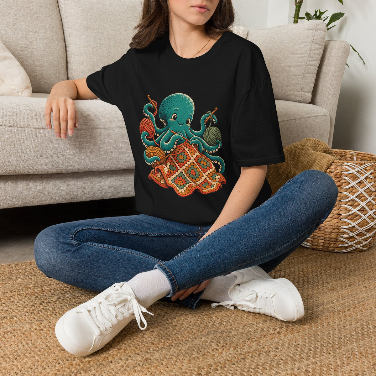 Crochet Lover T-Shirt | Octopus and Granny Square Art