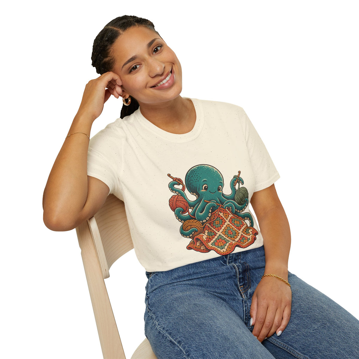 Crochet Lover T-Shirt | Octopus and Granny Square Art