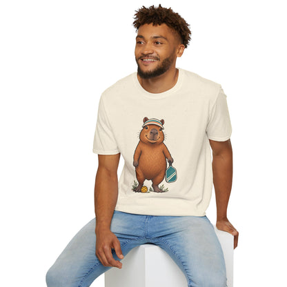 Pickleball T-Shirt | Capybara Paddle and Ball Art