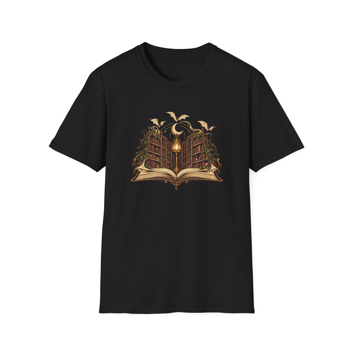 Gothic Book Lover T-Shirt | Lantern Library Illustration
