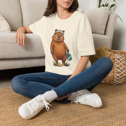 Pickleball T-Shirt | Capybara Paddle and Ball Art