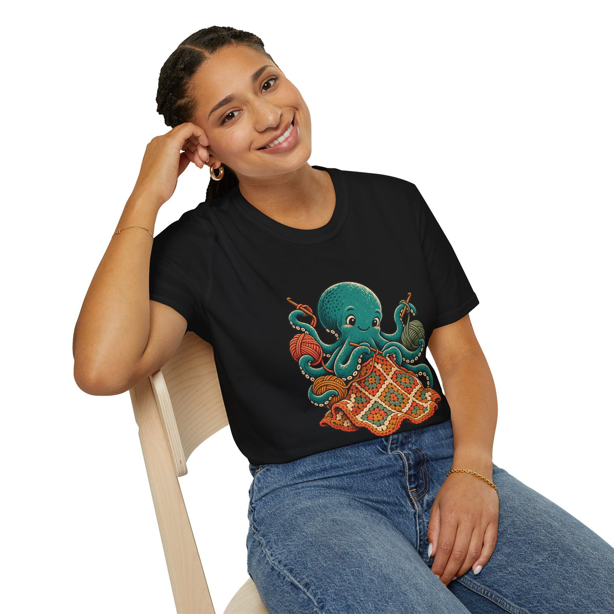 Crochet Lover T-Shirt | Octopus and Granny Square Art