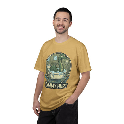 Tummy Hurt Loch Ness Monster bathing in tub T-Shirt | Funny Nessie Illustration