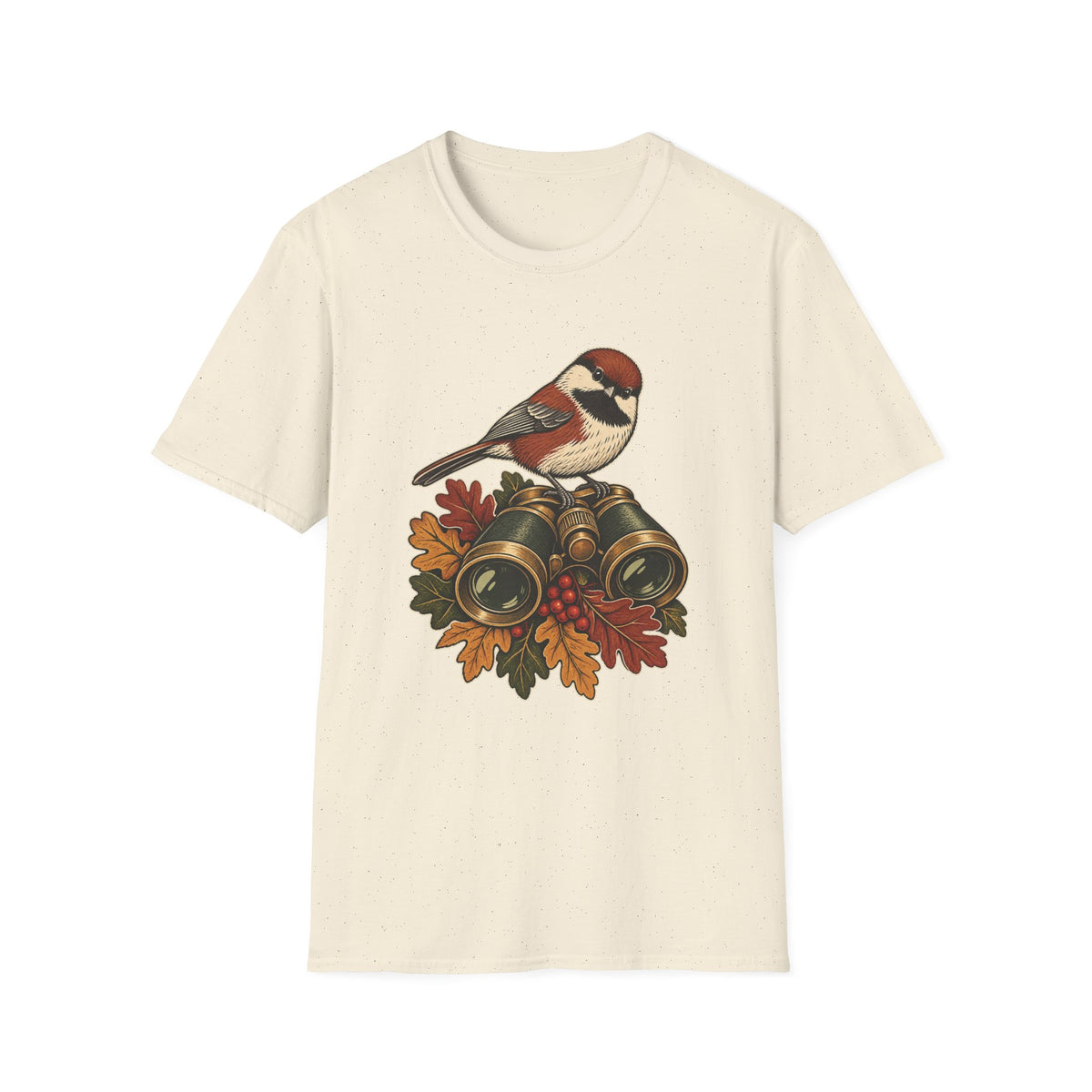 Birdwatcher T-Shirt | Chickadee and Vintage Binoculars Art