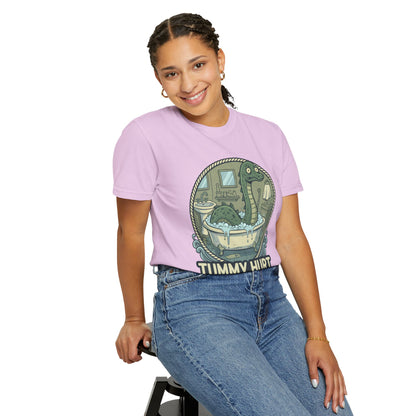 Tummy Hurt Loch Ness Monster bathing in tub T-Shirt | Funny Nessie Illustration