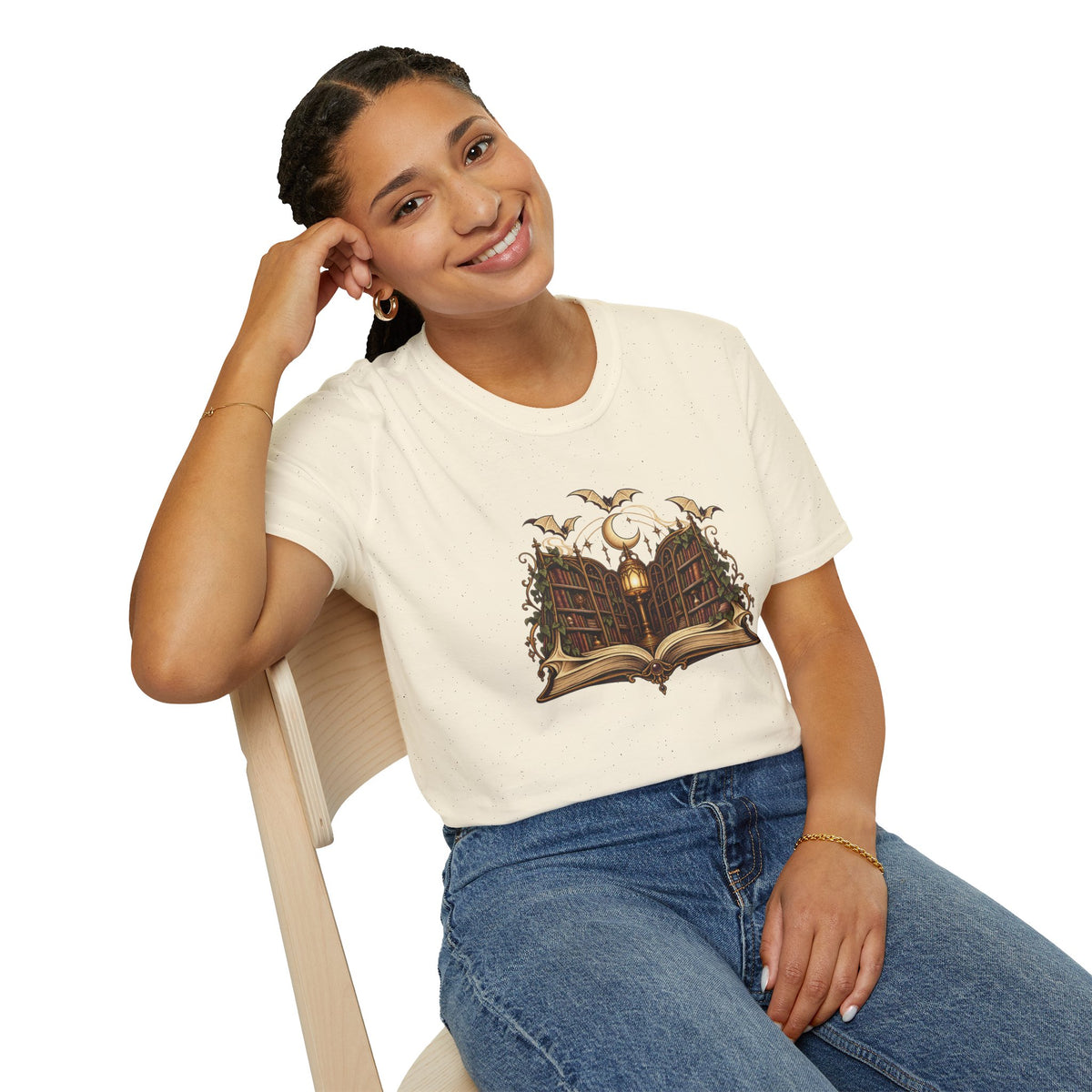 Gothic Book Lover T-Shirt | Lantern Library Illustration