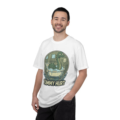 Tummy Hurt Loch Ness Monster bathing in tub T-Shirt | Funny Nessie Illustration