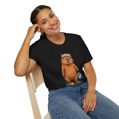 Pickleball T-Shirt | Capybara Paddle and Ball Art