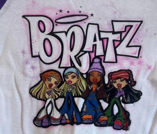 Bratz Graphic White/Purple Shortsleeve Crop Top, Size XXL