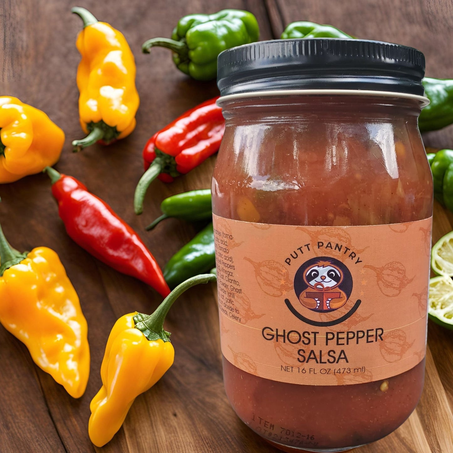 Putt Pantry Ghost Pepper Salsa, 16 oz Jar, Extreme Heat and Bold Gourmet Flavor