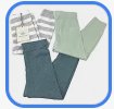 Cloud Island Baby Green 3-Pack Pants, Light Green, Evergreen, and Gray/White Striped, Size 0-3M