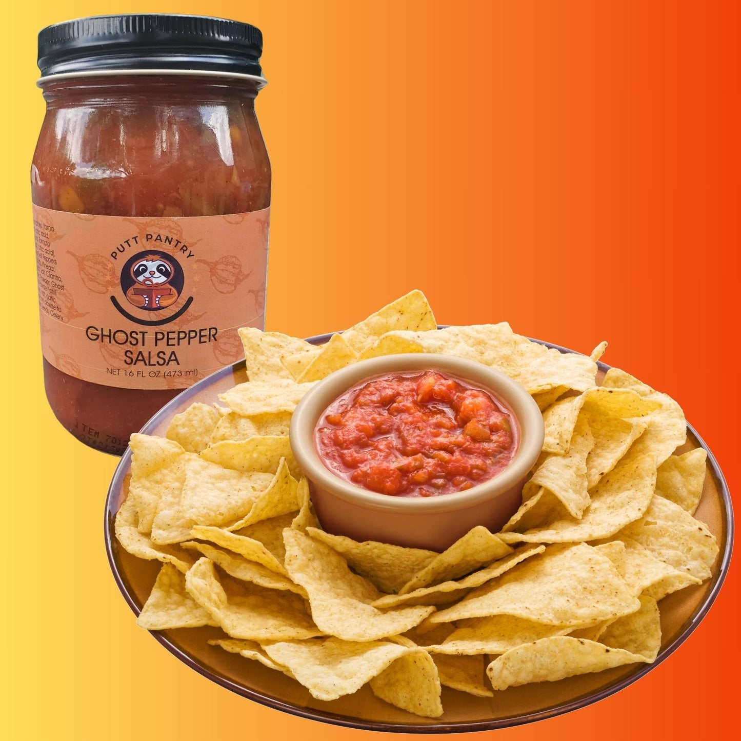 Putt Pantry Ghost Pepper Salsa, 16 oz Jar, Extreme Heat and Bold Gourmet Flavor