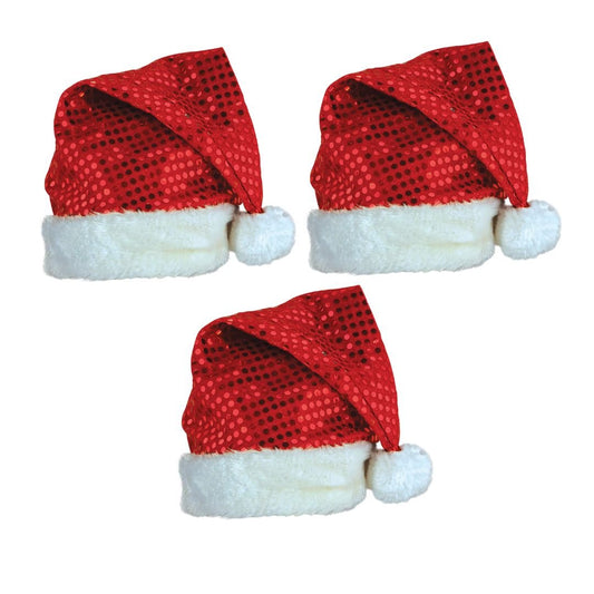 Beistle Sequin-Sheen Santa Hat, Pack of 3