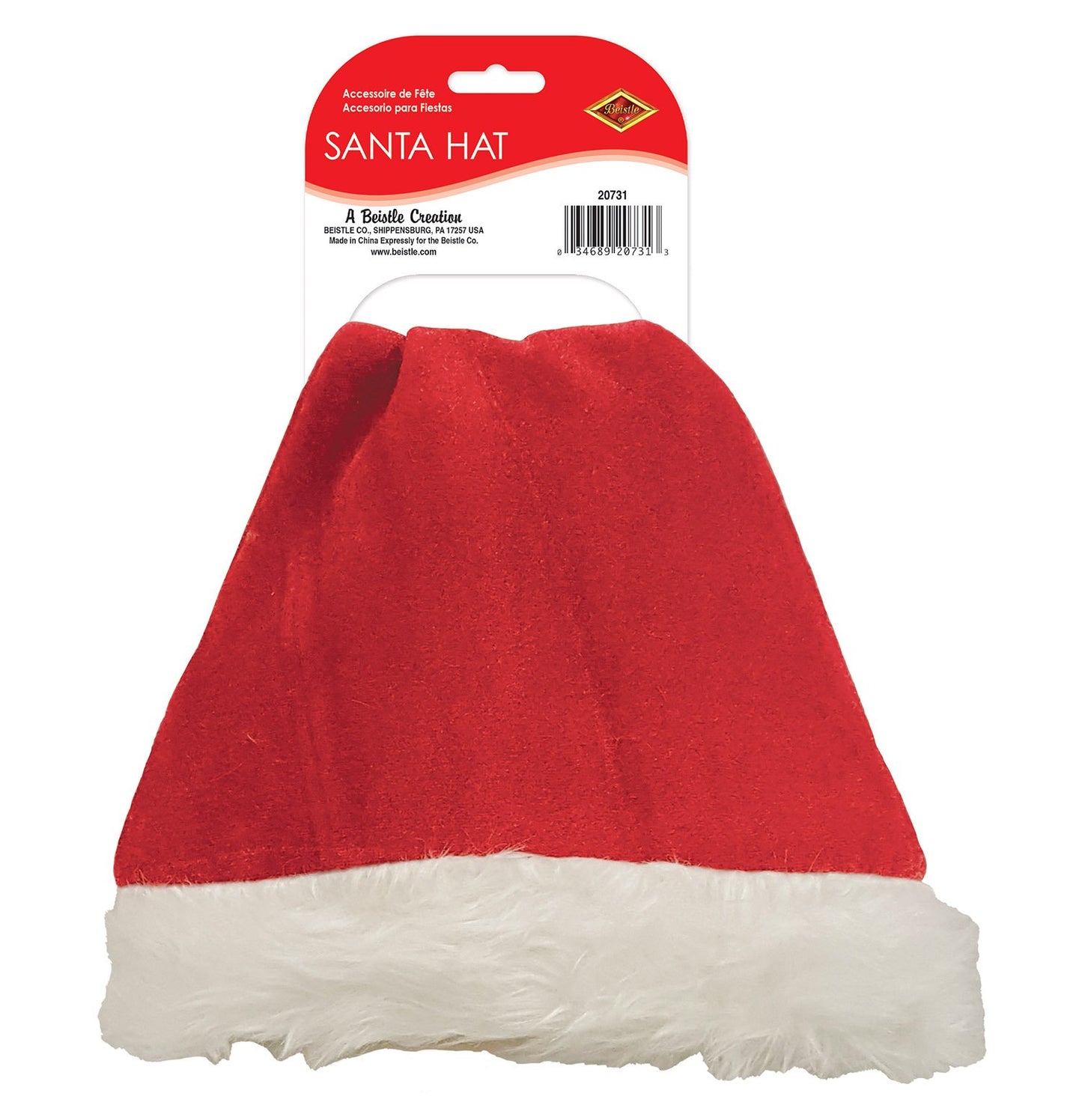 Beistle Velvet Santa Hat with Plush Trim Party Accessory, 3 pack