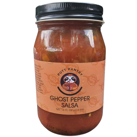 Putt Pantry Ghost Pepper Salsa, 16 oz Jar, Extreme Heat and Bold Gourmet Flavor