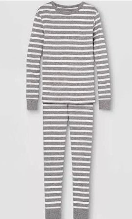 Gray and White Stripe 2 pc Pajama Set Size 8