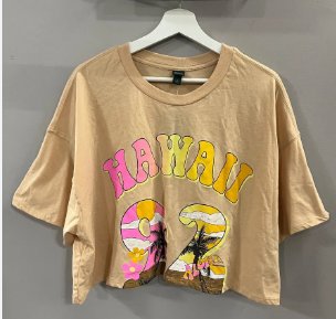 Wild Fable Peach 'Hawaii 92' Graphic Cropped T-shirt, Size L