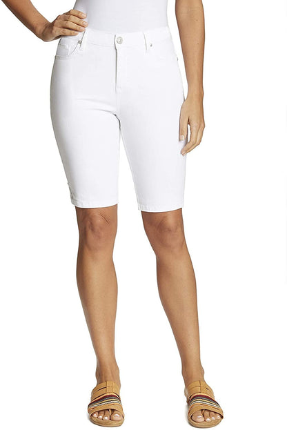 Gloria Vanderbilt Women's Plus Size Mid Rise Belted Jean Bermuda Short