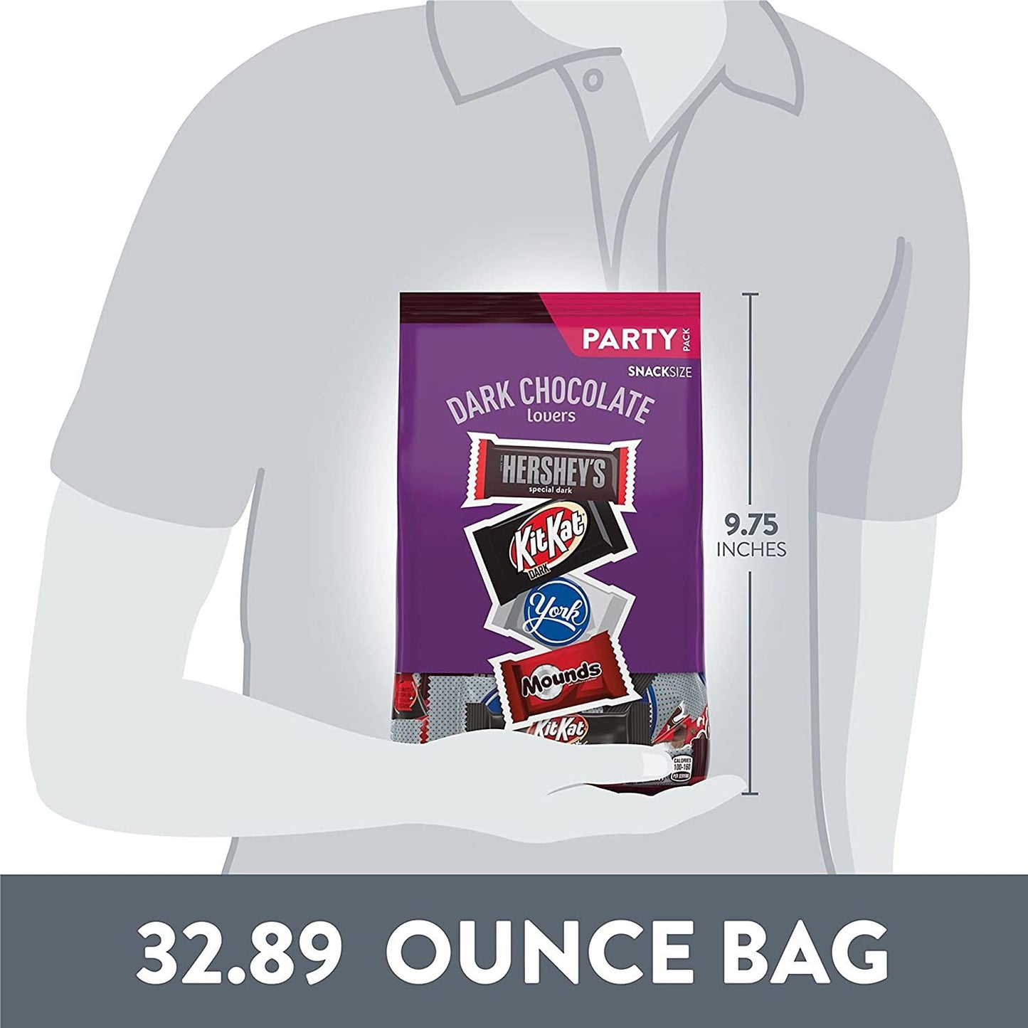Hershey Dark Chocolate Lovers Dark Chocolate Assortment Snack Size Candy, Individually Wrapped, 32.89 oz Bulk Party Bag